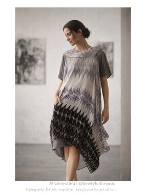 Silk Lagenlook Asymmetrical Tunic Dress S Artwear Minimalist